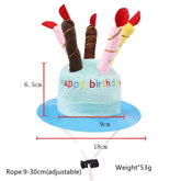 KUTKUT Birthday Party Hats for Pets | Adorable Plush Cartoon Happy Birthday Cake with 5 Colors Candles Shape Adjustable Hat Strip for Dogs Cats Birthday Party Pet Birthday Celebrations (Blue)